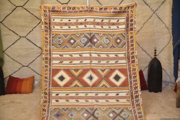 Authentic Moroccan Rug Vintage Rug Handmade Rug Beni Ourain Style Area Rug Berber Rug 8.1 ft X 5.3 ft