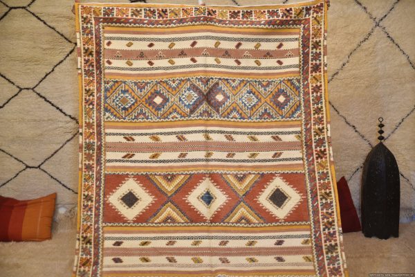 Authentic Moroccan Rug Vintage Rug Handmade Rug Beni Ourain Style Area Rug Berber Rug 8.1 ft X 5.3 ft