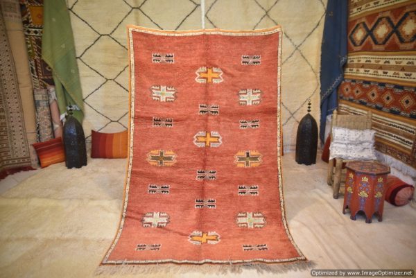 Authentic Moroccan Rug Vintage Rug Handmade Rug Beni Ourain Style Area Rug Berber Rug 7.7 Ft X 4.3 Ft 2.37 cm 1.47 cm