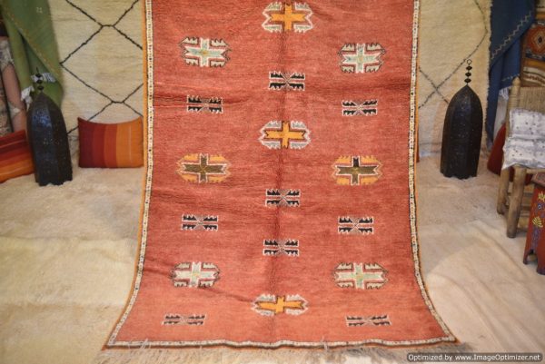Authentic Moroccan Rug Vintage Rug Handmade Rug Beni Ourain Style Area Rug Berber Rug 7.7 Ft X 4.3 Ft 2.37 cm 1.47 cm