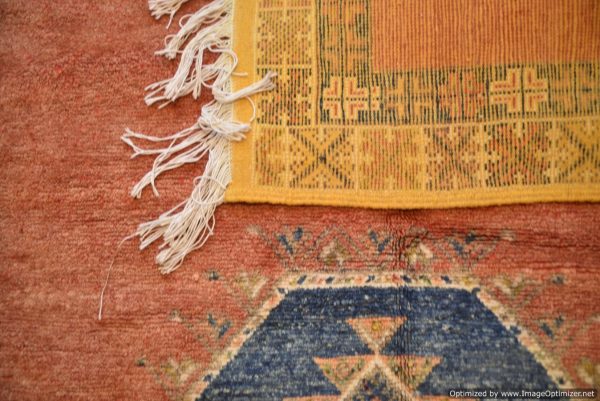 Authentic Moroccan Rug Vintage Rug Handmade Rug Beni Ourain Style Area Rug Berber Rug 7.7 Ft X 4.3 Ft 2.37 cm 1.47 cm