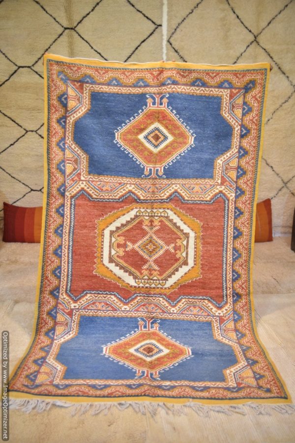 Authentic Moroccan Rug Vintage Rug Handmade Rug Beni Ourain Style Area Rug Berber Rug 7.7 Ft X 4.3 Ft 2.37 cm 1.47 cm