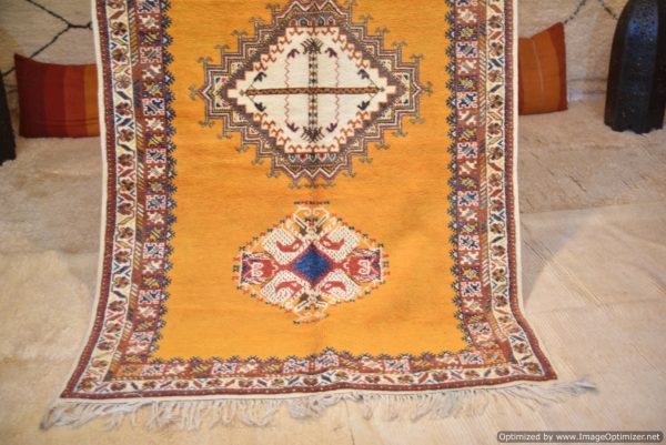 Authentic Moroccan Rug Vintage Rug Handmade Rug Beni Ourain Style Area Rug Berber Rug 7.7 Ft X 4.3 Ft 2.37 cm 1.47 cm