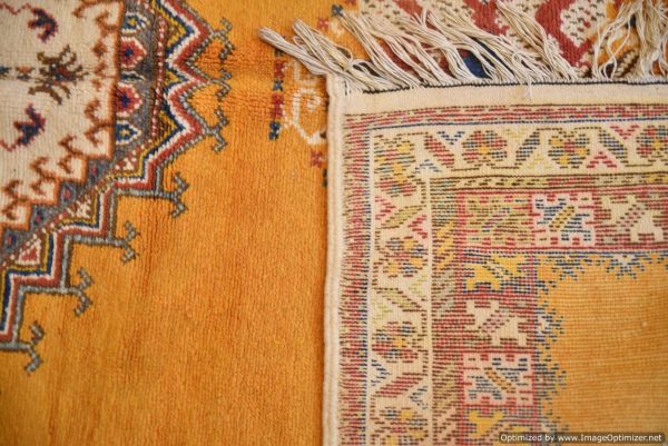 Authentic Moroccan Rug Vintage Rug Handmade Rug Beni Ourain Style Area Rug Berber Rug 7.7 Ft X 4.3 Ft 2.37 cm 1.47 cm