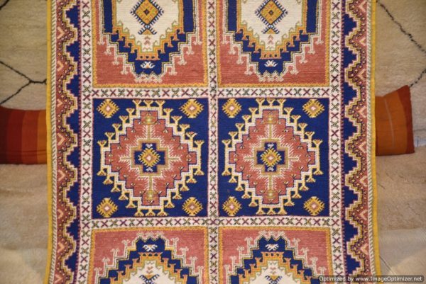 Authentic Moroccan Rug Vintage Rug Handmade Rug Beni Ourain Style Area Rug Berber Rug 7.7 Ft X 4.3 Ft 2.37 cm 1.47 cm
