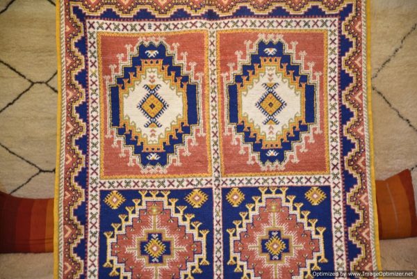 Authentic Moroccan Rug Vintage Rug Handmade Rug Beni Ourain Style Area Rug Berber Rug 7.7 Ft X 4.3 Ft 2.37 cm 1.47 cm