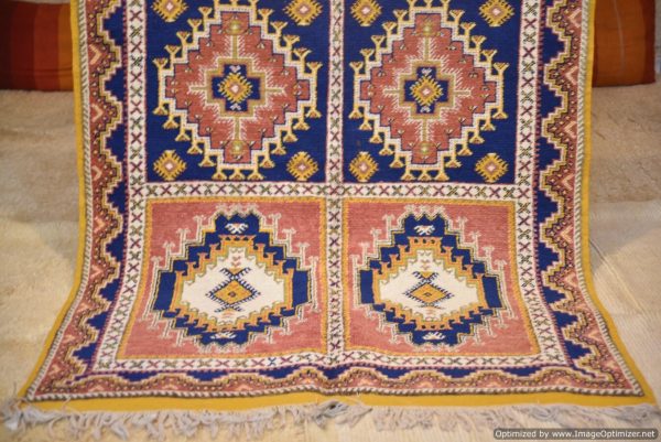 Authentic Moroccan Rug Vintage Rug Handmade Rug Beni Ourain Style Area Rug Berber Rug 7.7 Ft X 4.3 Ft 2.37 cm 1.47 cm