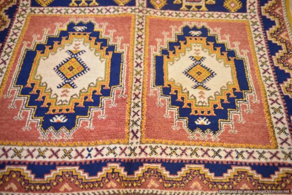 Authentic Moroccan Rug Vintage Rug Handmade Rug Beni Ourain Style Area Rug Berber Rug 7.7 Ft X 4.3 Ft 2.37 cm 1.47 cm
