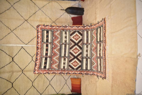 Authentic Moroccan Rug Vintage Rug Handmade Rug Beni Ourain Style Area Rug Berber Rug 7.7 Ft X 4.3 Ft 2.37 cm 1.47 cm