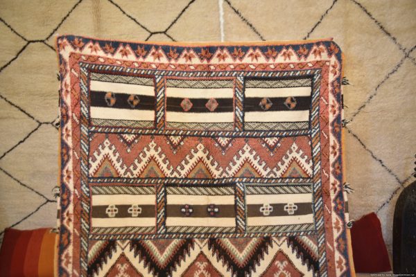 Authentic Moroccan Rug Vintage Rug Handmade Rug Beni Ourain Style Area Rug Berber Rug 7.7 Ft X 4.3 Ft 2.37 cm 1.47 cm