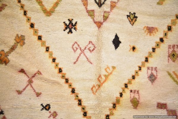 Authentic Moroccan Rug Vintage Rug Handmade Rug Beni Ourain Style Area Rug Berber Rug 7.7 Ft X 4.3 Ft 2.37 cm 1.47 cm