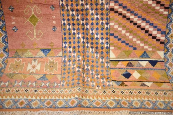 Authentic Moroccan Rug Vintage Rug Handmade Rug Beni Ourain Style Area Rug Berber Rug 7.7 Ft X 4.3 Ft 2.37 cm 1.47 cm