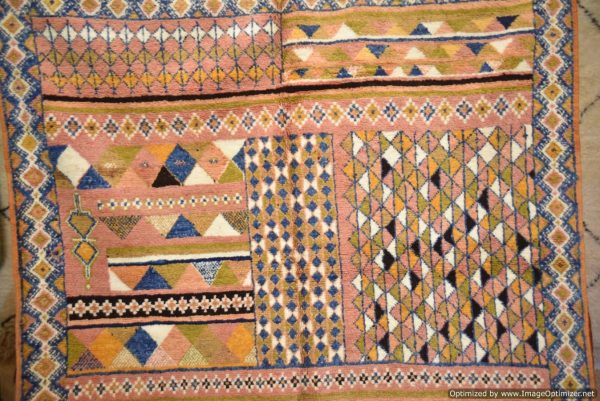 Authentic Moroccan Rug Vintage Rug Handmade Rug Beni Ourain Style Area Rug Berber Rug 7.7 Ft X 4.3 Ft 2.37 cm 1.47 cm