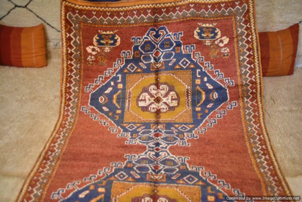 Authentic Moroccan Rug Vintage Rug Handmade Rug Beni Ourain Style Area Rug Berber Rug 7.7 Ft X 4.3 Ft 2.37 cm 1.47 cm