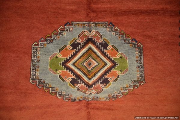 Red vintage Royal 80s Moroccan Rug, Very old luxe rug from morocco 9x6ft (3.03x1.98cm)