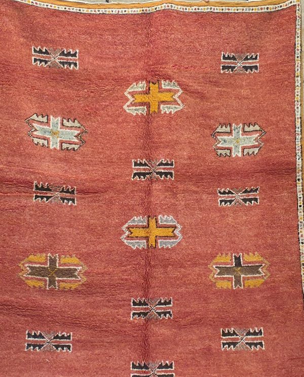 Authentic Moroccan Rug Vintage Rug Handmade Rug Beni Ourain Style Area Rug Berber Rug 7.7 Ft X 4.3 Ft 2.37 cm 1.47 cm