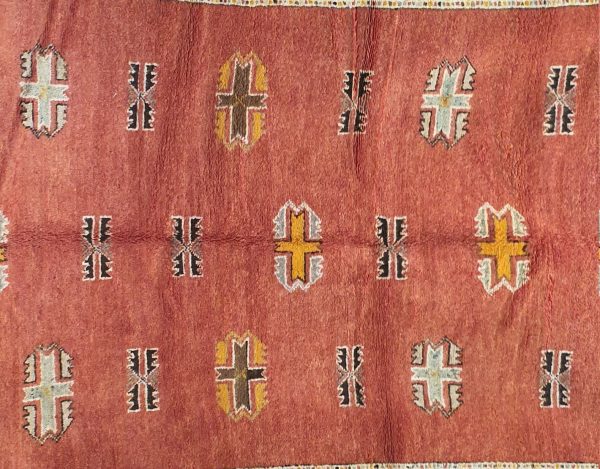 Authentic Moroccan Rug Vintage Rug Handmade Rug Beni Ourain Style Area Rug Berber Rug 7.7 Ft X 4.3 Ft 2.37 cm 1.47 cm