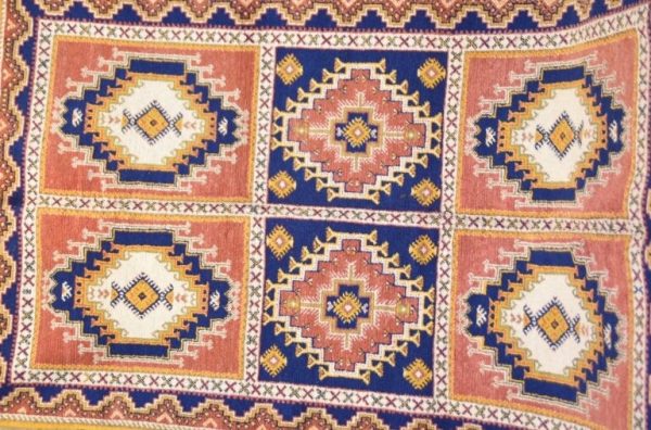 Authentic Moroccan Rug Vintage Rug Handmade Rug Beni Ourain Style Area Rug Berber Rug 7.7 Ft X 4.3 Ft 2.37 cm 1.47 cm