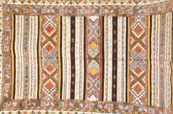 Authentic Moroccan Rug Vintage Rug Handmade Rug Beni Ourain Style Area Rug Berber Rug 7.7 Ft X 4.3 Ft 2.37 cm 1.47 cm