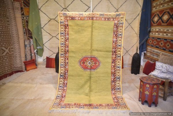 Authentic Moroccan Rug Vintage Rug Handmade Rug Beni Ourain Style Area Rug Berber Rug 7.7 Ft X 4.3 Ft 2.37 cm 1.47 cm