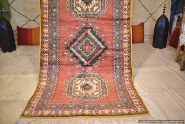 Authentic Moroccan Rug Vintage Rug Handmade Rug Beni Ourain Style Area Rug Berber Rug 7.7 Ft X 4.3 Ft 2.37 cm 1.47 cm