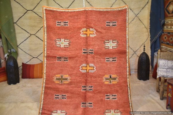 Authentic Moroccan Rug Vintage Rug Handmade Rug Beni Ourain Style Area Rug Berber Rug 7.7 Ft X 4.3 Ft 2.37 cm 1.47 cm