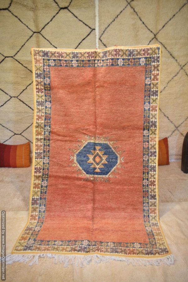 Authentic Moroccan Rug Vintage Rug Handmade Rug Beni Ourain Style Area Rug Berber Rug 7.7 Ft X 4.3 Ft 2.37 cm 1.47 cm