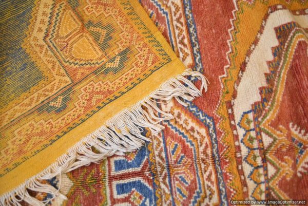 Authentic Moroccan Rug Vintage Rug Handmade Rug Beni Ourain Style Area Rug Berber Rug 7.7 Ft X 4.3 Ft 2.37 cm 1.47 cm