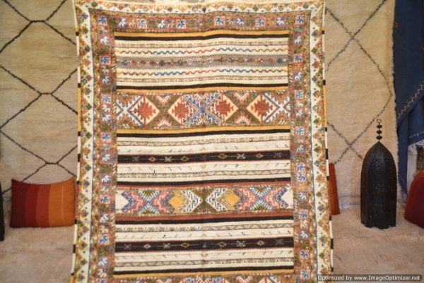 Authentic Moroccan Rug Vintage Rug Handmade Rug Beni Ourain Style Area Rug Berber Rug 7.7 Ft X 4.3 Ft 2.37 cm 1.47 cm