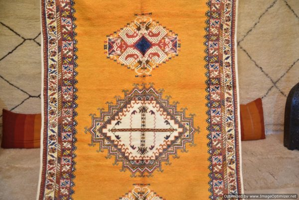 Authentic Moroccan Rug Vintage Rug Handmade Rug Beni Ourain Style Area Rug Berber Rug 7.7 Ft X 4.3 Ft 2.37 cm 1.47 cm