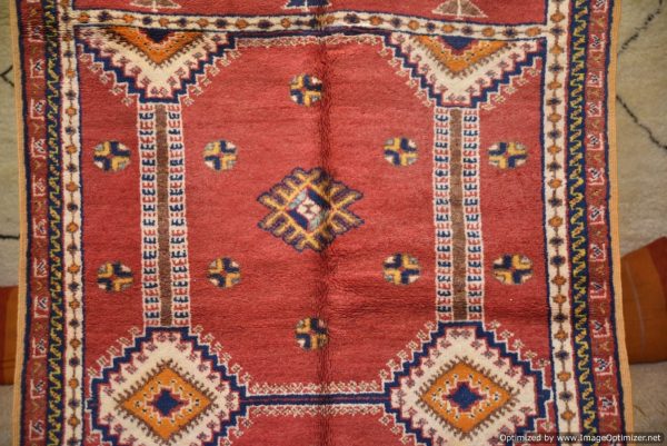 Authentic Moroccan Rug Vintage Rug Handmade Rug Beni Ourain Style Area Rug Berber Rug 7.7 Ft X 4.3 Ft 2.37 cm 1.47 cm