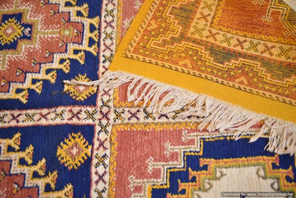 Authentic Moroccan Rug Vintage Rug Handmade Rug Beni Ourain Style Area Rug Berber Rug 7.7 Ft X 4.3 Ft 2.37 cm 1.47 cm