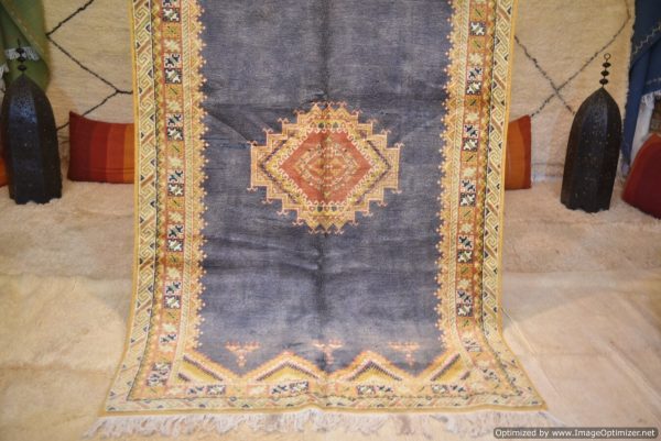 Authentic Moroccan Rug Vintage Rug Handmade Rug Beni Ourain Style Area Rug Berber Rug 7.7 Ft X 4.3 Ft 2.37 cm 1.47 cm