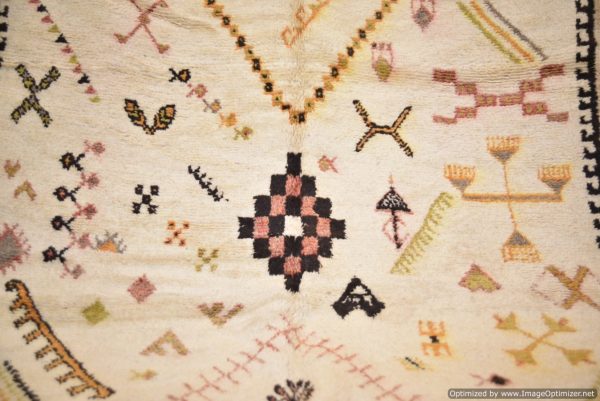Authentic Moroccan Rug Vintage Rug Handmade Rug Beni Ourain Style Area Rug Berber Rug 7.7 Ft X 4.3 Ft 2.37 cm 1.47 cm