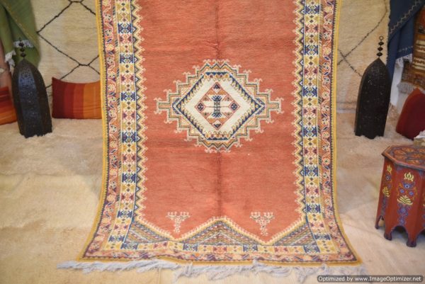 Authentic Moroccan Rug Vintage Rug Handmade Rug Beni Ourain Style Area Rug Berber Rug 7.7 Ft X 4.3 Ft 2.37 cm 1.47 cm