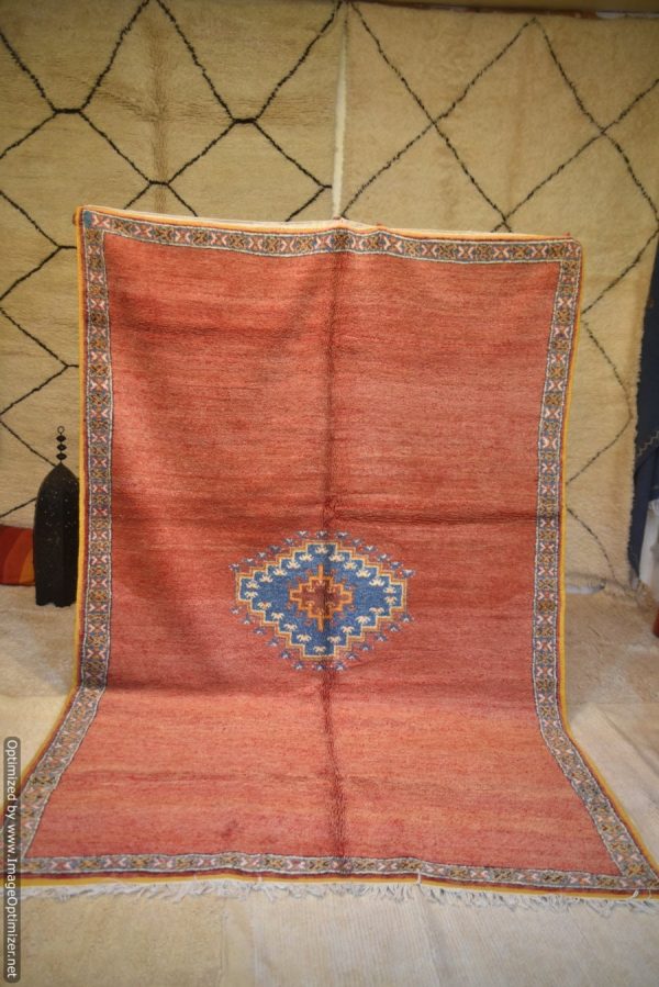handwoven vintage moroccan Rug from 80s , 12x7ft (3.7x2.4m)