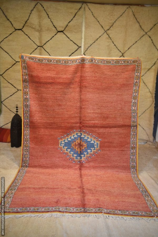 handwoven vintage moroccan Rug from 80s , 12x7ft (3.7x2.4m)
