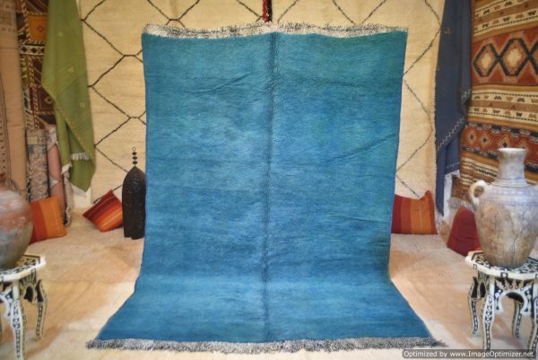BLUE RUG - Simple Area Rug - Hand Woven Rug - Morrocan Wool Carpet - Room Floor Covering - Natural Wool Rug