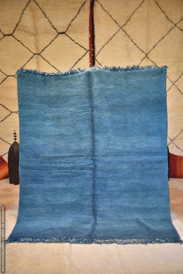 BLUE RUG - Simple Area Rug - Hand Woven Rug - Morrocan Wool Carpet - Room Floor Covering - Natural Wool Rug