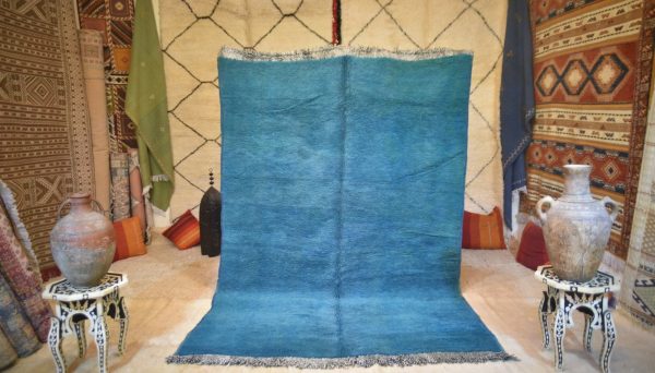 BLUE RUG - Simple Area Rug - Hand Woven Rug - Morrocan Wool Carpet - Room Floor Covering - Natural Wool Rug
