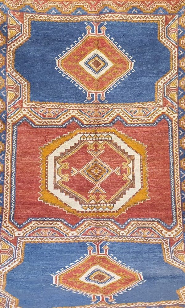 Authentic Moroccan Rug Vintage Rug Handmade Rug Beni Ourain Style Area Rug Berber Rug 7.7 Ft X 4.3 Ft 2.37 cm 1.47 cm