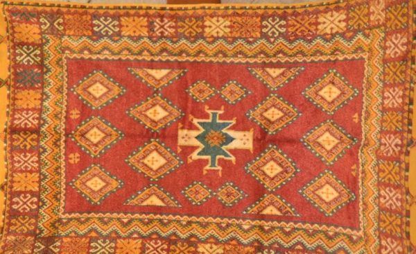 Authentic Moroccan Rug Vintage Rug Handmade Rug Beni Ourain Style Area Rug Berber Rug 7.7 Ft X 4.3 Ft 2.37 cm 1.47 cm