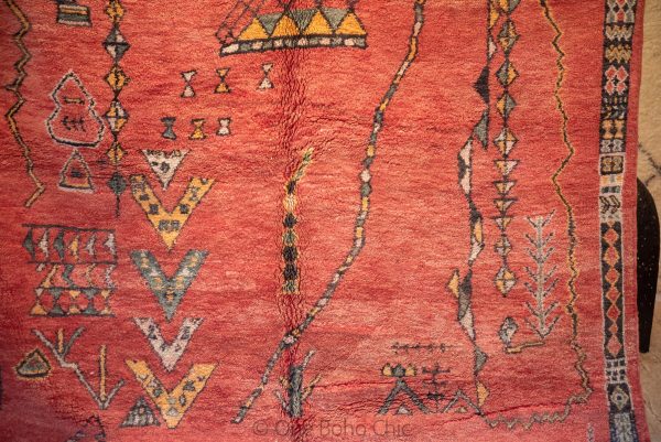 Authentic Moroccan Rug Vintage Rug Handmade Rug Beni Ourain Style Area Rug Berber Rug 7.7 Ft X 4.3 Ft 2.37 cm 1.47 cm