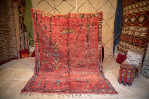 Authentic Moroccan Rug Vintage Rug Handmade Rug Beni Ourain Style Area Rug Berber Rug 7.7 Ft X 4.3 Ft 2.37 cm 1.47 cm