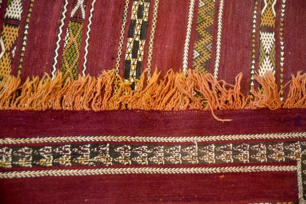 VERY OLD authentic 80s moroccan red wool carpet rug
