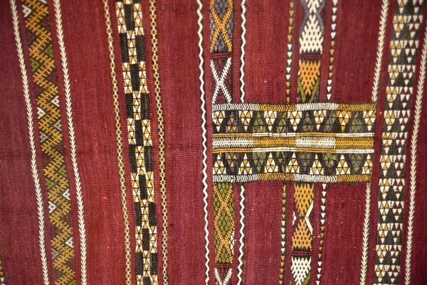VERY OLD authentic 80s moroccan red wool carpet rug