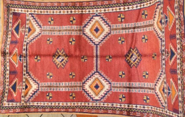 Authentic Moroccan Rug Vintage Rug Handmade Rug Beni Ourain Style Area Rug Berber Rug 7.7 Ft X 4.3 Ft 2.37 cm 1.47 cm