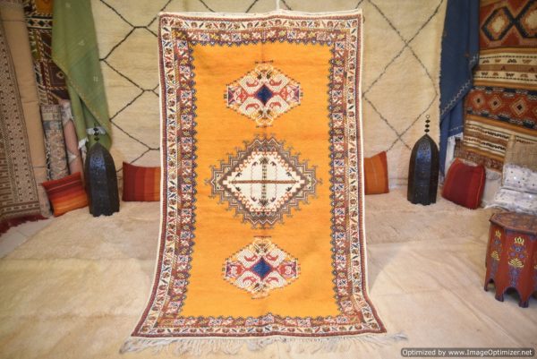 Authentic Moroccan Rug Vintage Rug Handmade Rug Beni Ourain Style Area Rug Berber Rug 7.7 Ft X 4.3 Ft 2.37 cm 1.47 cm