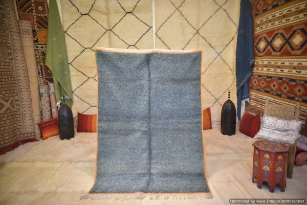 Authentic Moroccan Rug Vintage Rug Handmade Rug Beni Ourain Style Area Rug Berber Rug 7.7 Ft X 4.3 Ft 2.37 cm 1.47 cm