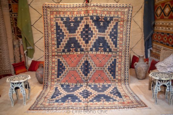 Vintage Erased Textures Moroccan Rug